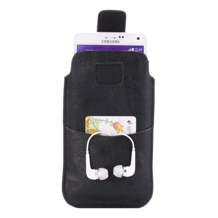 Универсальный кожаный чехол карман для смартфонов 5.0" - 6.0" с креплением на ремень (Black)