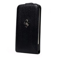 Кожаный чехол с флипом для iPhone SE / 5S / 5 Ferrari Flip FF-Collection, black (FEFFFLP5BL)