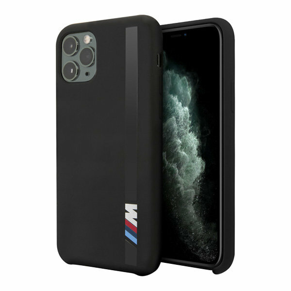 Силиконовый чехол-накладка для iPhone 11 Pro BMW M-Collection Liquid Silicone Vert Stripe Hard Black (BMHCN58SITLBK)