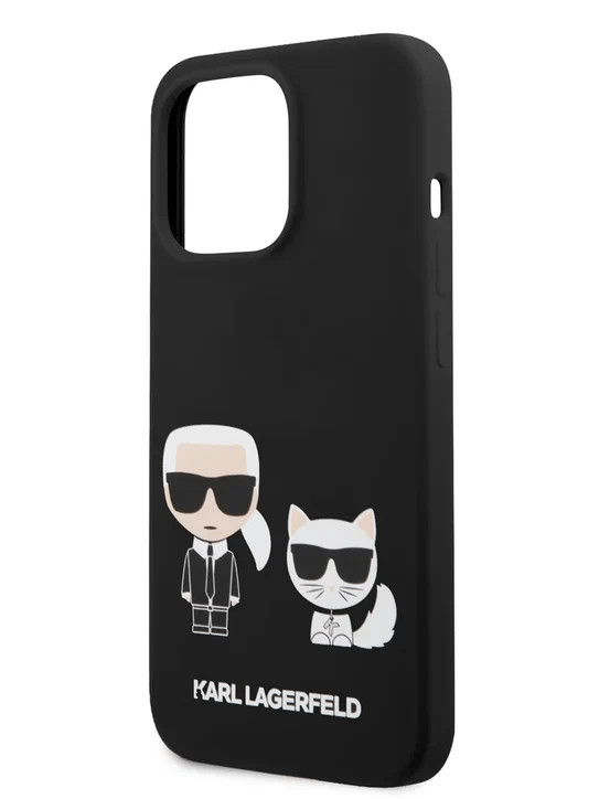 Чехол для iPhone 13 Pro Lagerfeld Liquid silicone Karl & Choupette Hard Black (KLHCP13LSSKCK)