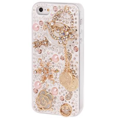 Роскошный чехол накладка со стразами и жемчугом для iPhone 5 / 5S Lady Bag Style (ручная работа)