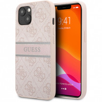 Чехол для iPhone 13 Guess PU 4G Stripe printed logo Hard Pink (GUHCP13M4GDPI)