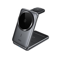 Складная магнитная беспроводная зарядка TOTU CW-4-W 15W 3в1 для смартфона, часов и наушников (Grey)