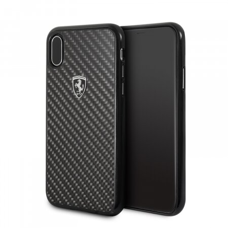 Карбоновый чехол Ferrari для iPhone X/XS Heritage Real carbon Hard, Black (FEHCAHCPXBK)