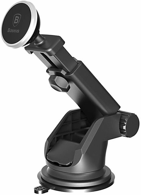 Магнитный автодержатель Baseus Solid Series Telescopic Magnetic (Vertical type) с креплением на приборную панель и лобовое стекло, Silver (SULX-0S)