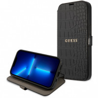 Чехол для iPhone 13 Guess PU Croco with metal logo Booktype Black (GUBKP13MPCRBBK)