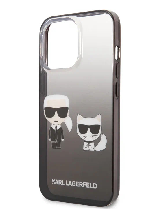 Чехол для iPhone 13 Pro Lagerfeld PC/TPU Karl & Choupette Hard Gradient Black (KLHCP13LTGKCK)